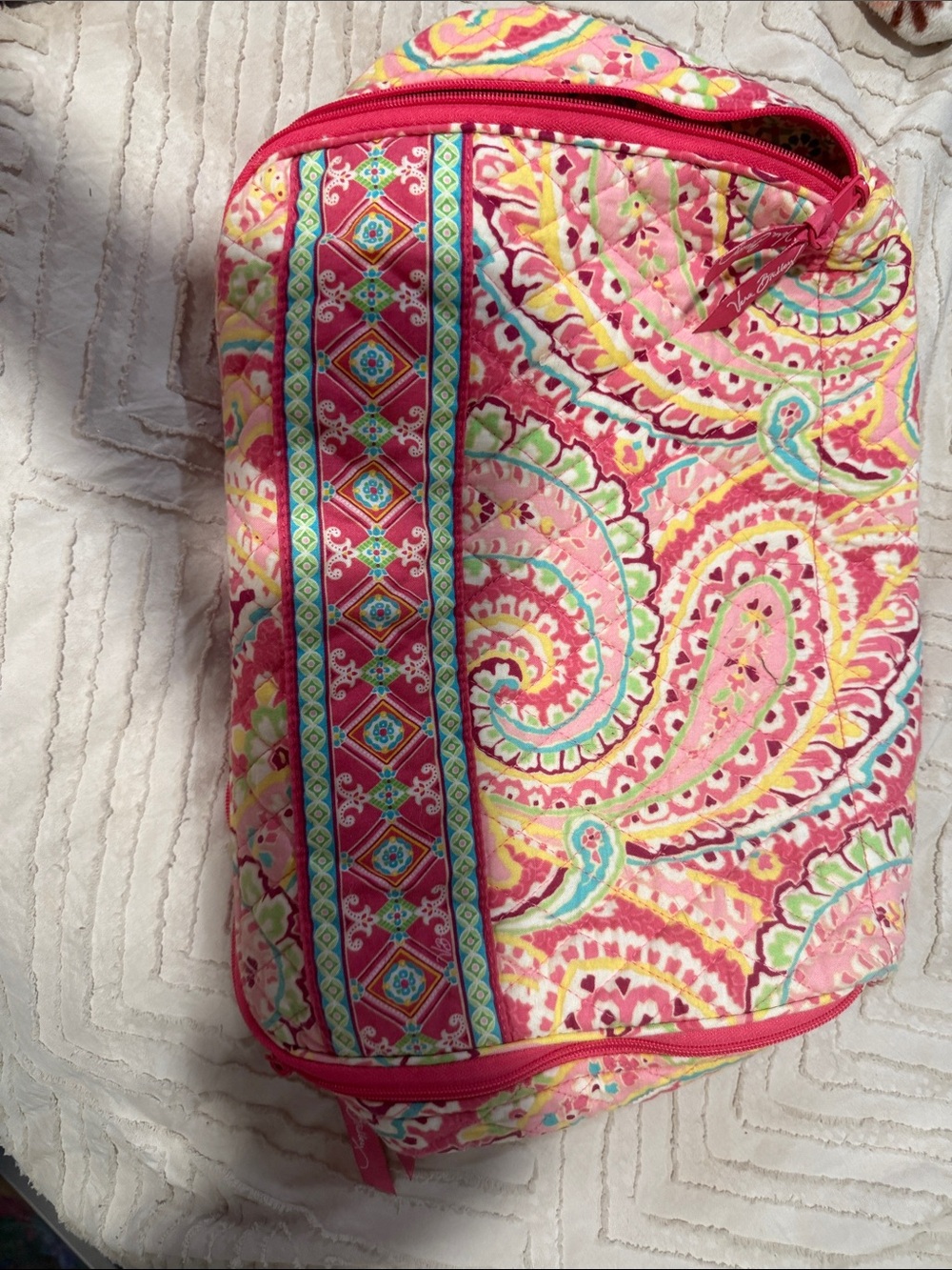 Vera Bradley Pink Multicolor Paisley Quilted Cosmetic Case